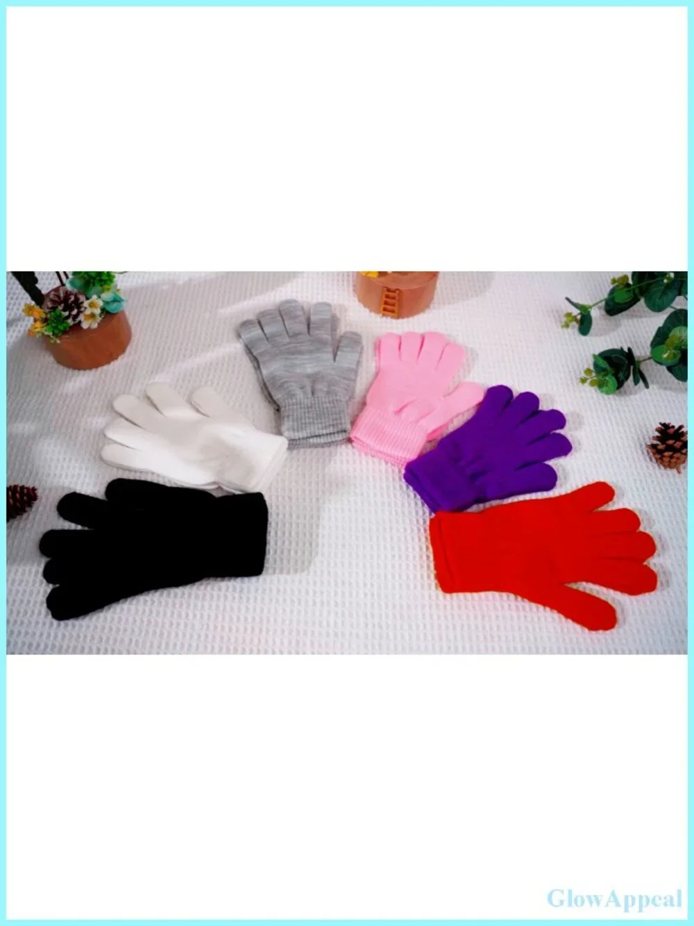 4 Pairs Stretchy Knit Winter Gloves with Full Finger & Ribbed Cuffs